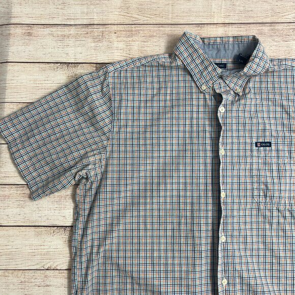 Chaps Men's Large Short Sleeve Button Down Shirt Plaid Easy Care Multicolor - Picture 8 of 10